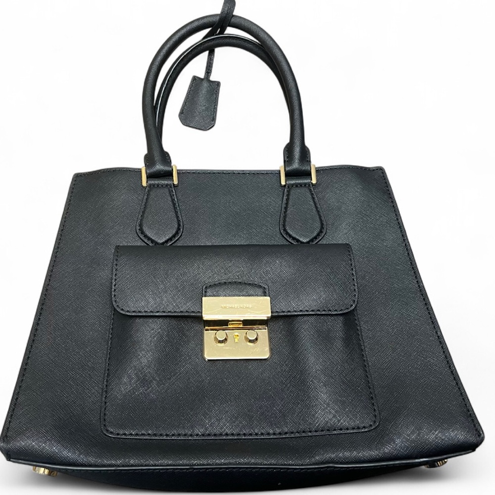 Michael Kors Black Satchel with Gold Hardware